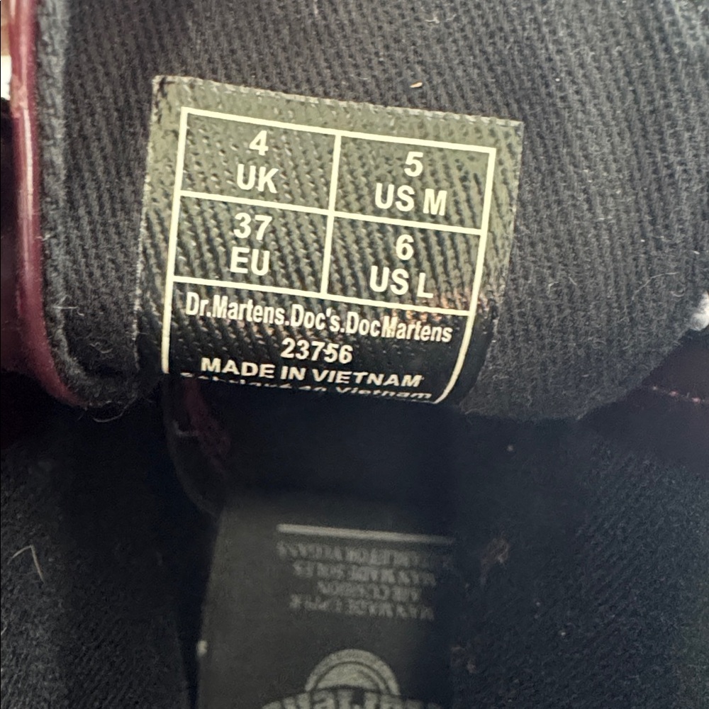 Dr. Martens 1460Vegan Leather Dark Red Combat Boots Sz 6 - Picture 6 of 8